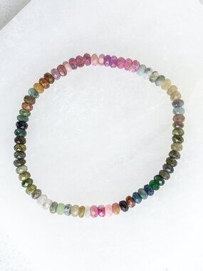 Watermelon Tourmaline Bracelet Stretch Bracelet October Birthstone Gemstone